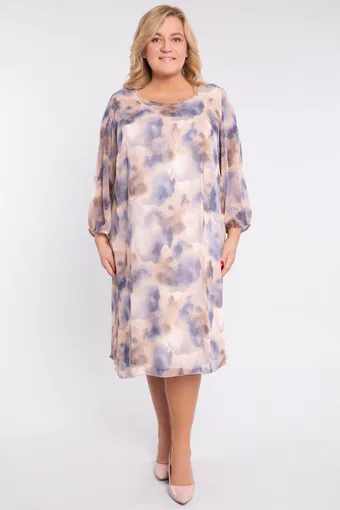 Bézs és kék sifon ruha
