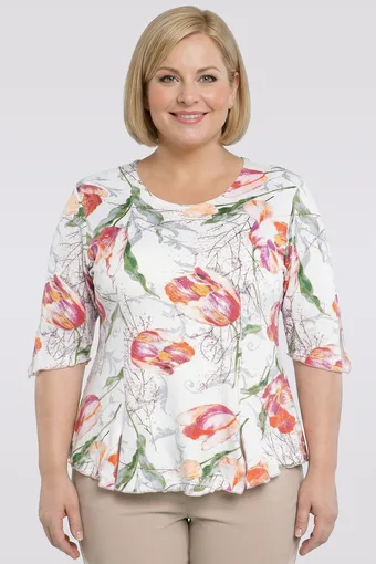 Fehér blúz tulipánokkal