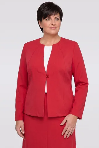 Piros blézer zsebekkel