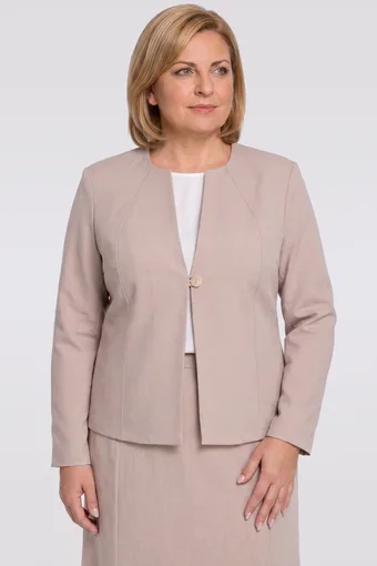 Bézs színű blézer zsebekkel