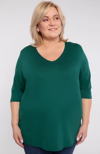 Sima sötétzöld blúz V-nyakkal
