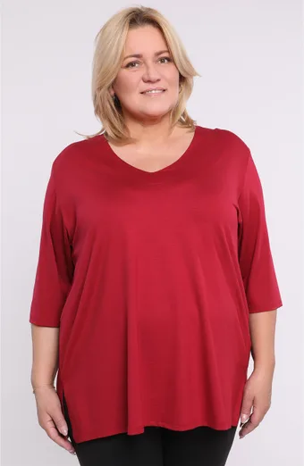 Sima bordó blúz V-nyakkal