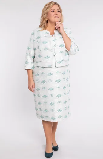 Elegáns zöld mintás öltöny