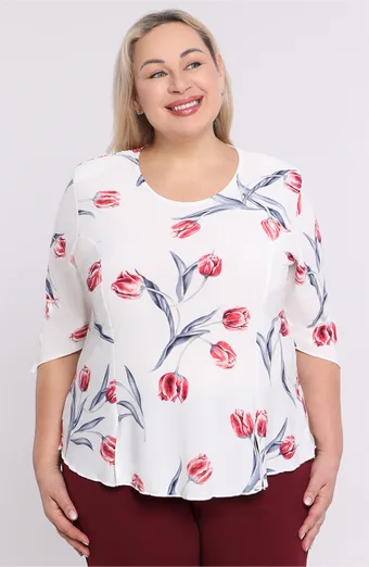 Fehér blúz tulipánokkal
