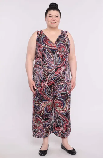 Ujjatlan jumpsuit színes minták