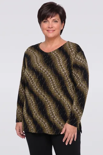 Egyszerű blúz fekete és barna mintával