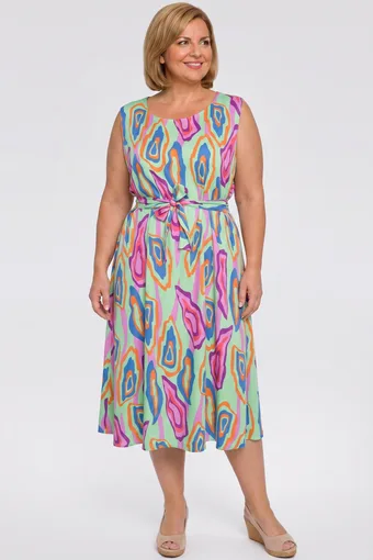 Zöld ruha színes mintával