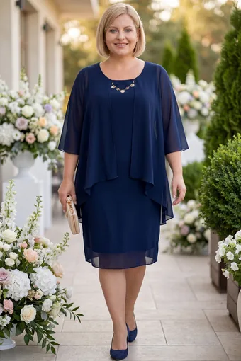 Sötétkék ruha arany díszítéssel